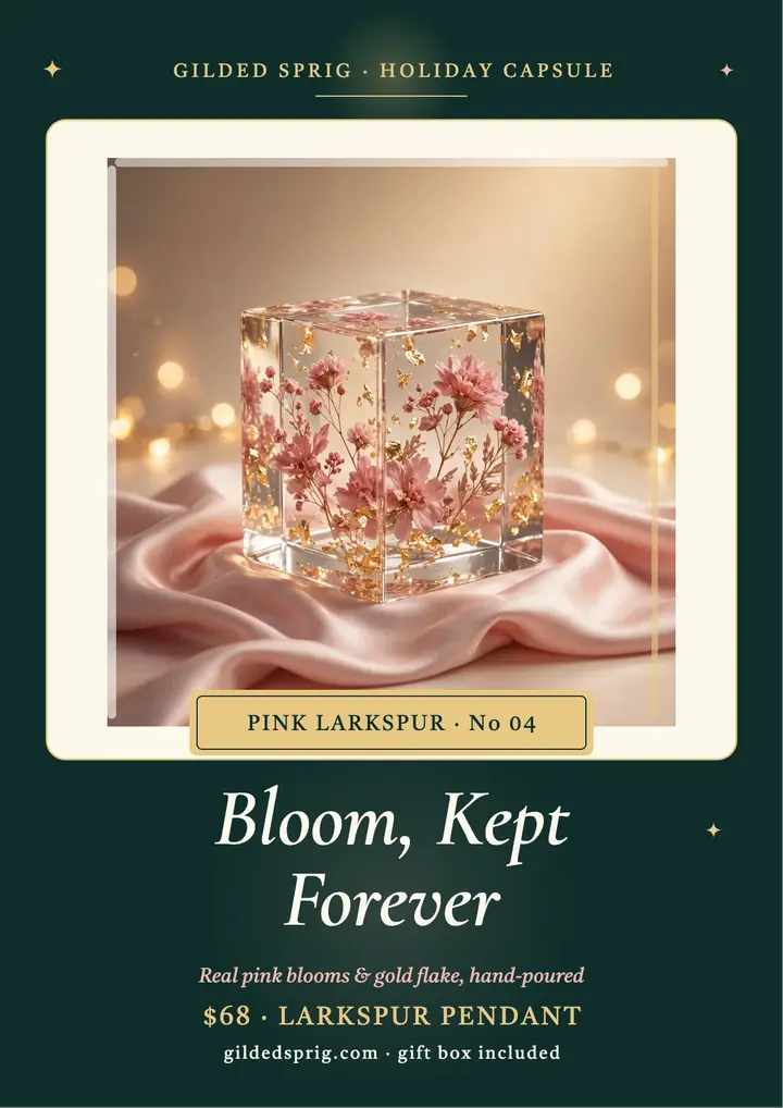 Gilded Sprig resin bloom holiday flyer template