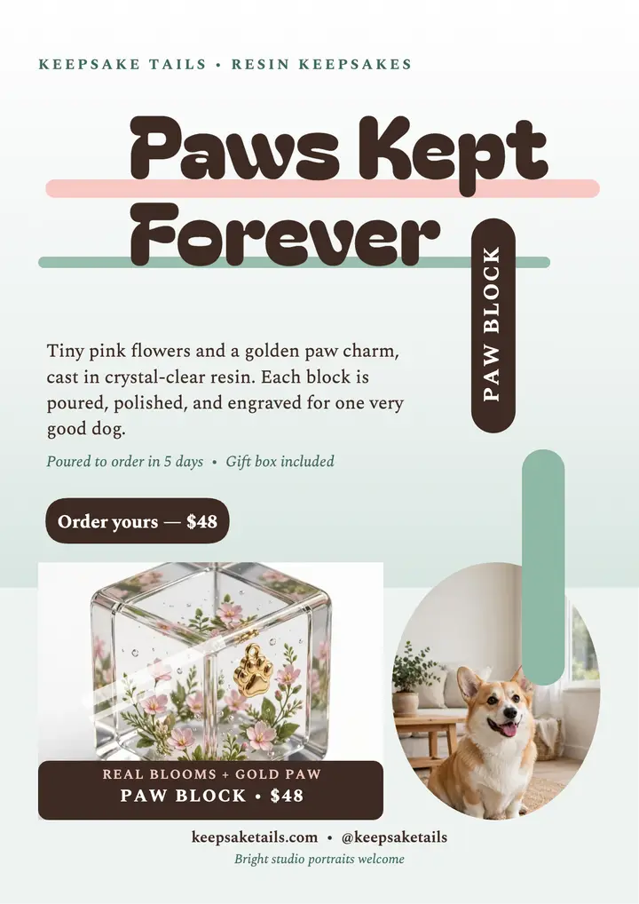 Keepsake Tails resin paw flyer template