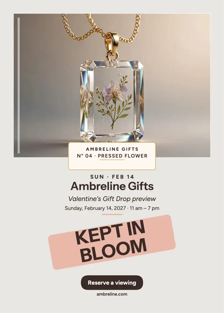 Ambreline resin pendant gift invitation: gift launch invitation template