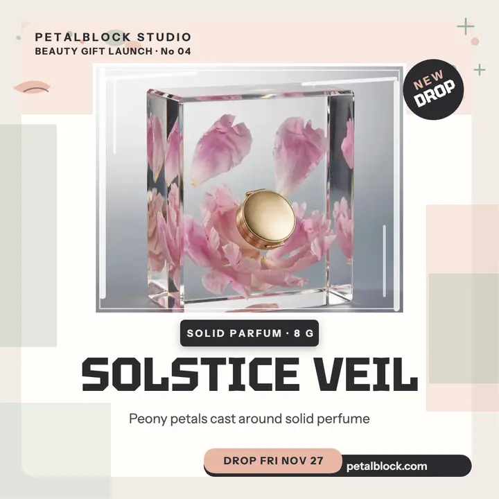 Solstice Veil resin perfume drop post: perfume drop post template