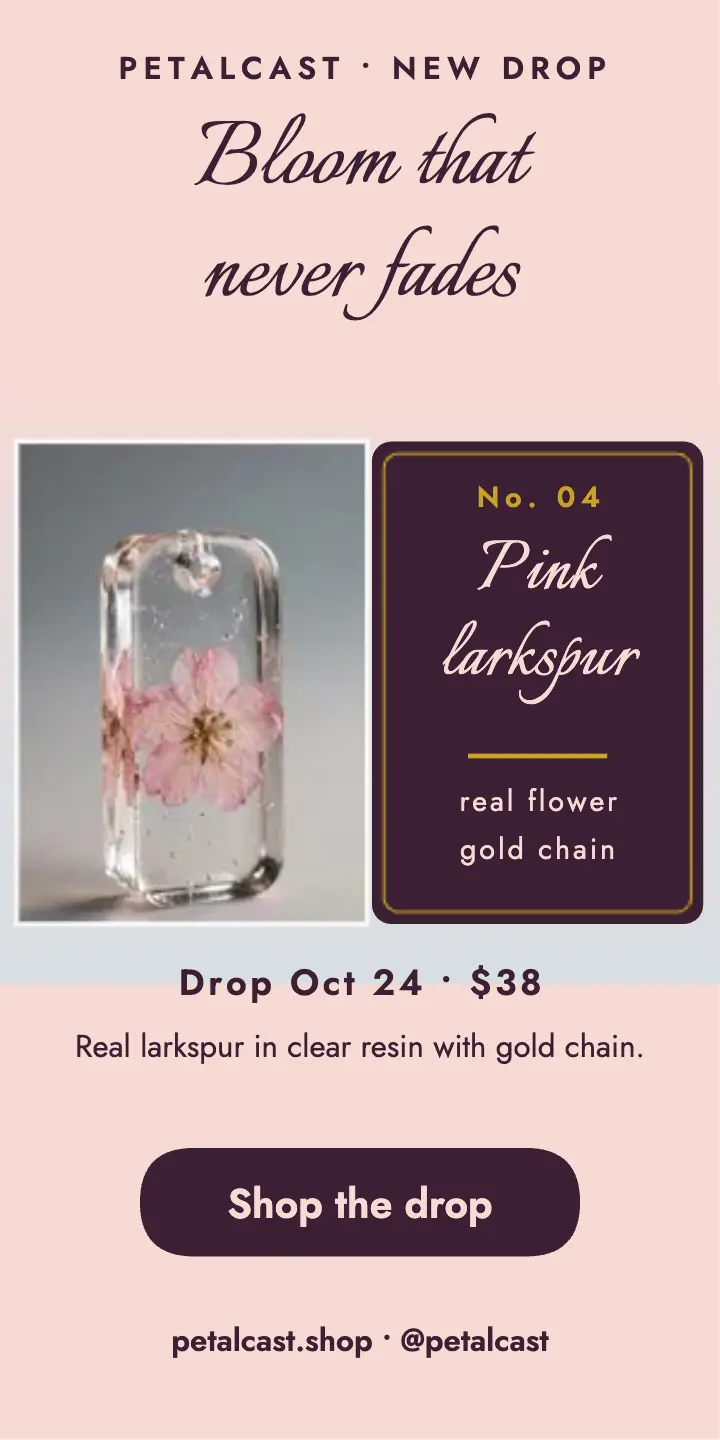 Petalcast resin pendant drop ad template