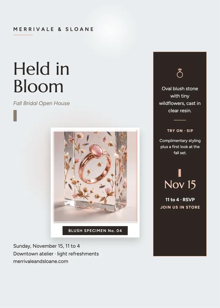 Merrivale and Sloane resin ring bridal invitation template