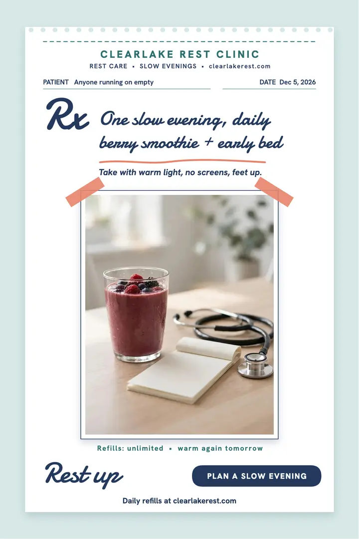 Clearlake Rest Clinic rest prescription poster template