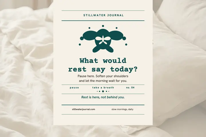 Stillwater rest question postcard: rest affirmation postcard template