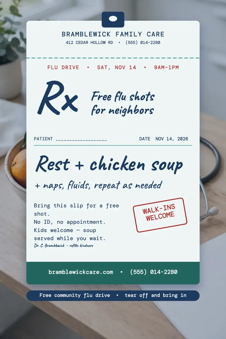 Bramblewick flu drive Rx pad poster template