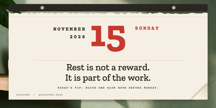 Rest is part of the work quote X post, tear-off calendar template