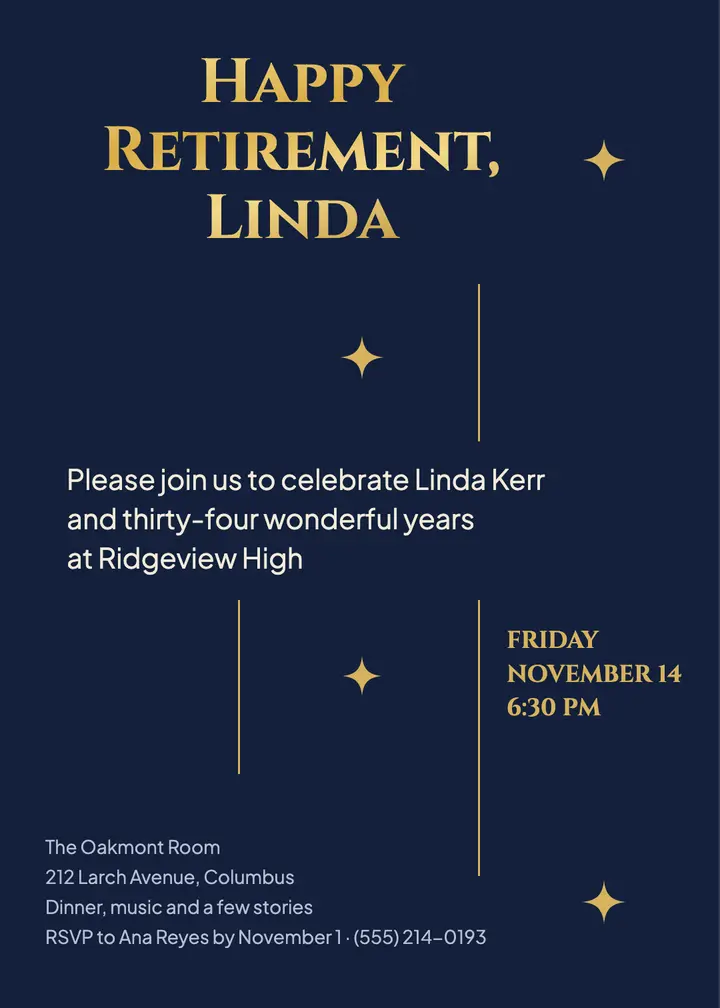 Retirement party invitation template