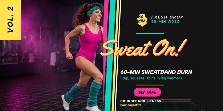 Bounceback Fitness retro aerobics tape post template