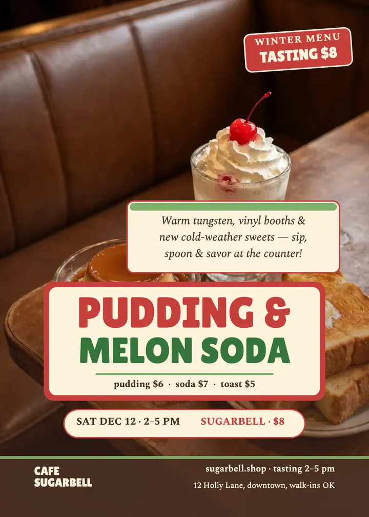 Sugarbell winter menu tasting invite template