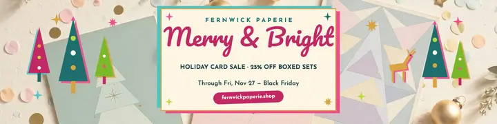 Fernwick Paperie retro card sale banner template
