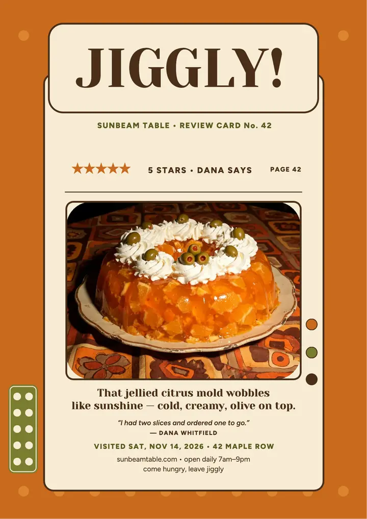 Sunbeam Table citrus mold review flyer template