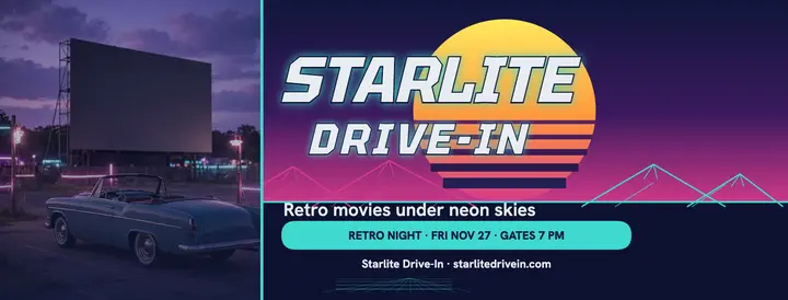 Starlite Drive-In retro night cover template
