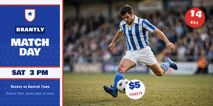 Brantly Rovers retro kit matchday post template
