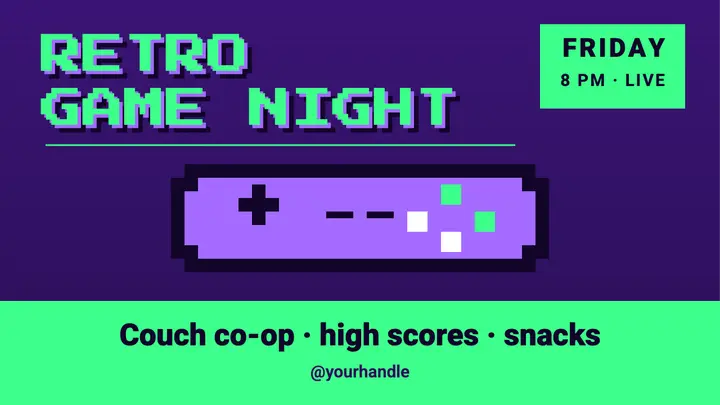 Retro game night thumbnail template