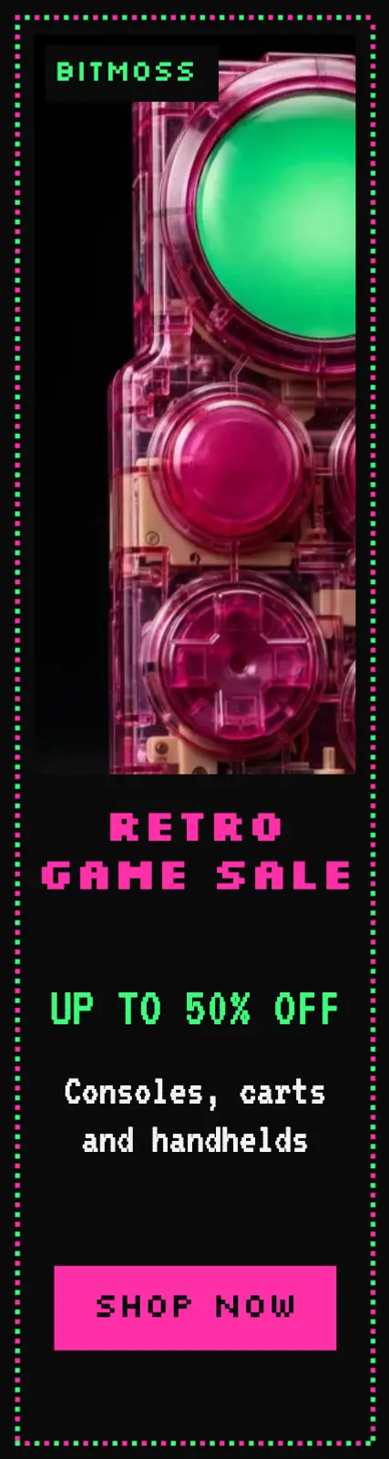 Retro game sale, pixel art template