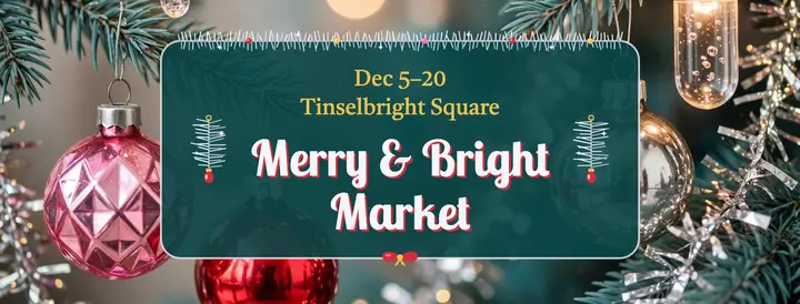 Merry & Bright Market retro holiday Facebook cover template