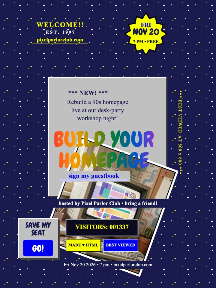 Pixel Parlor homepage night portrait template