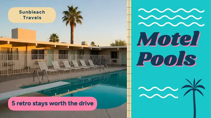 Retro motel pools travel thumbnail template