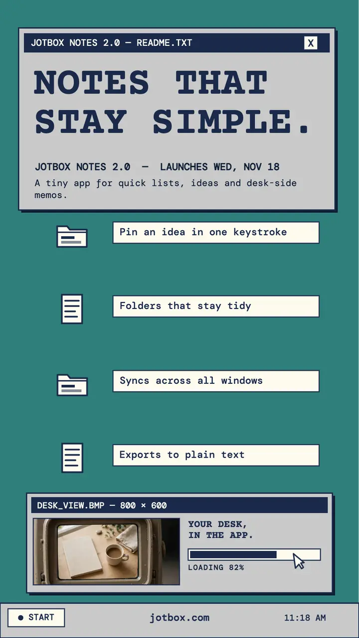 Jotbox Notes launch retro story template