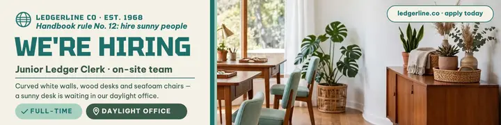 Ledgerline retro office hiring banner template