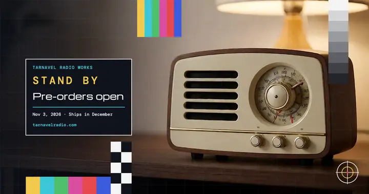 Retro radio pre-order test card post template