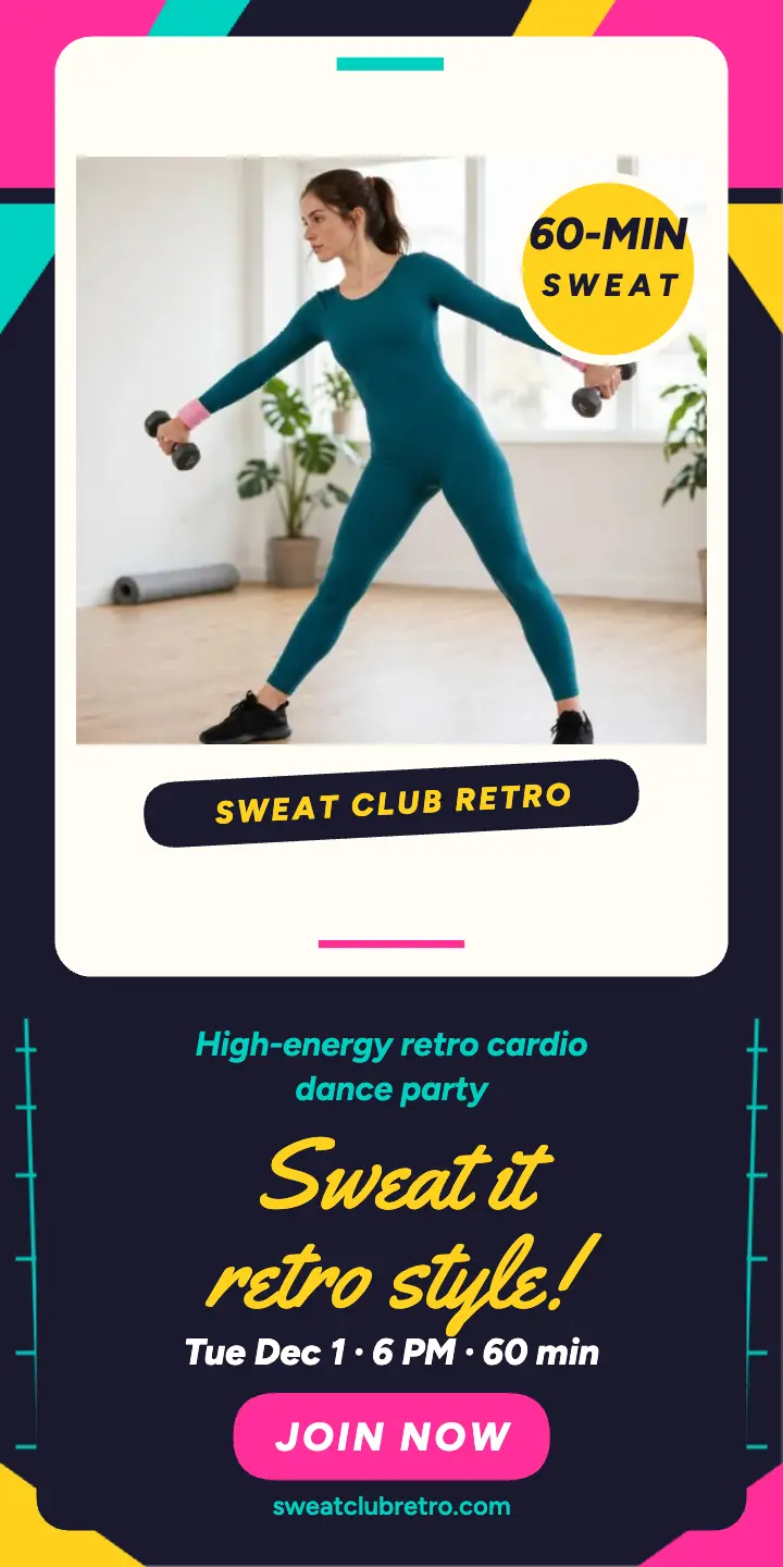 Sweat Club Retro sweat class ad template