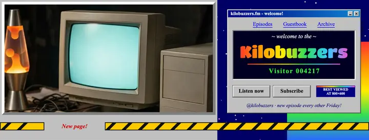 Kilobuzzers retro tech podcast Web 1.0 cover template