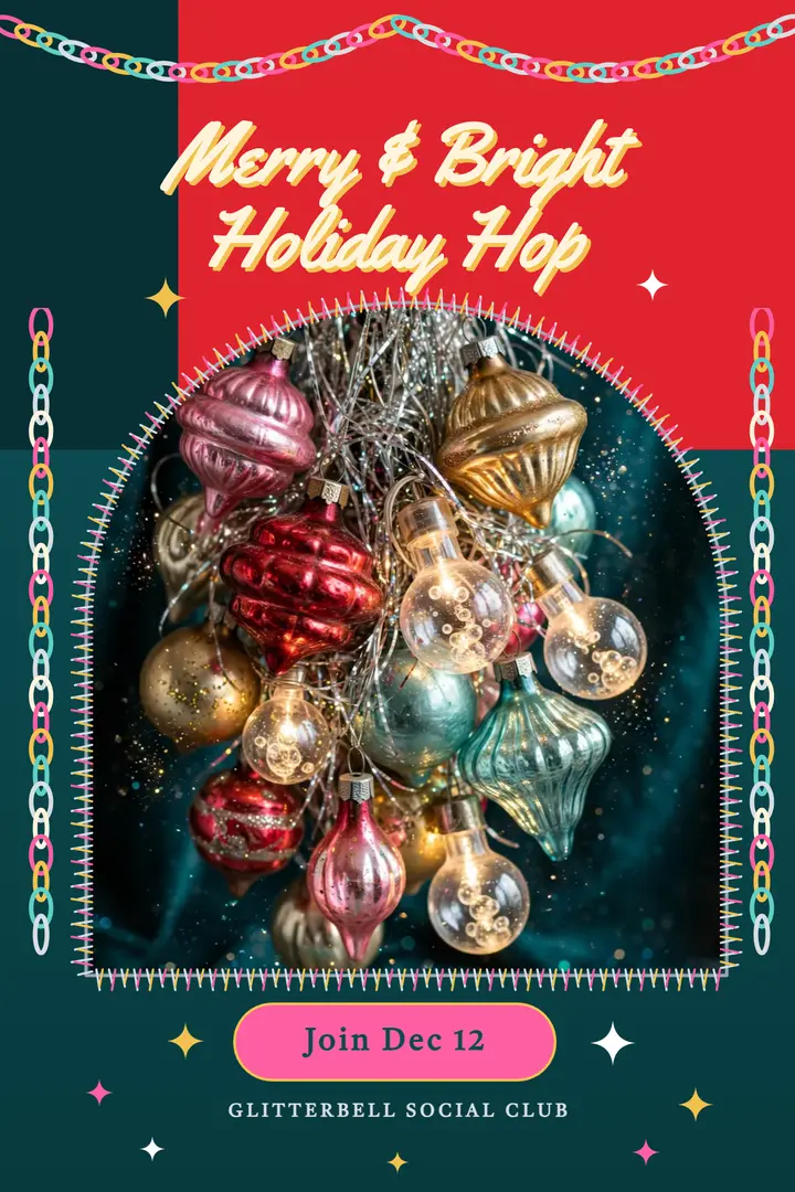 Merry & Bright Holiday Hop party poster template