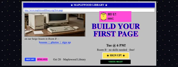 Build Your First Page retro web cover template