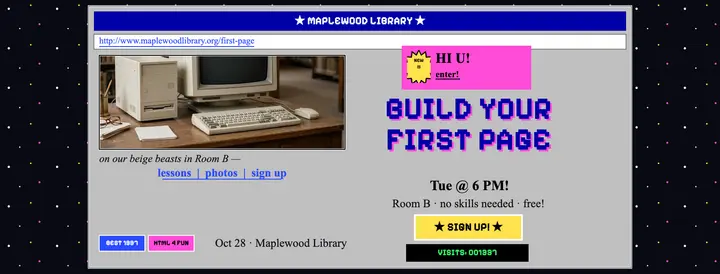 Build Your First Page retro web cover template