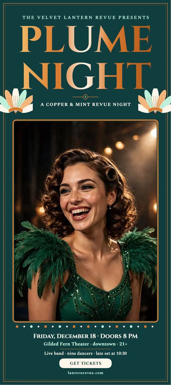Velvet Lantern Revue plume night card template