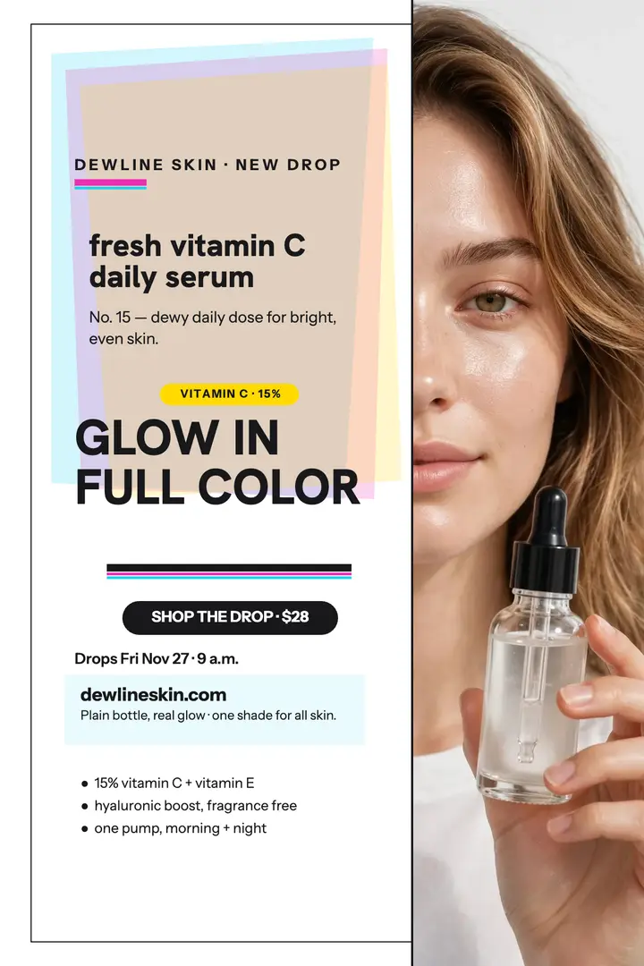 Dewline Skin serum drop poster template
