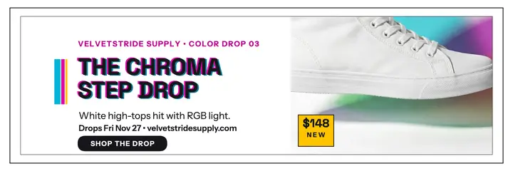 Chroma Step sneaker drop header template