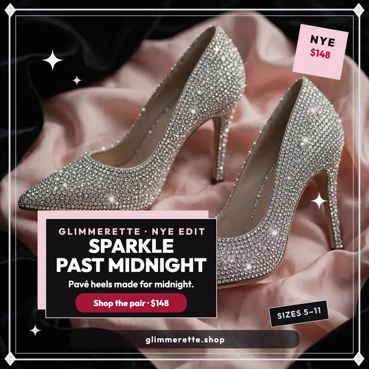 Glimmerette rhinestone heels New Year post template