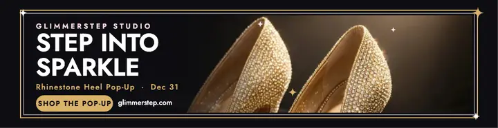 Glimmerstep rhinestone heels NYE billboard: rhinestone heels billboard template