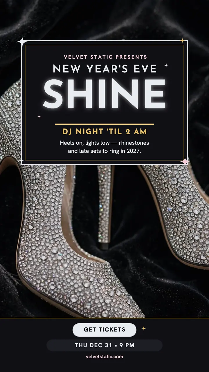 Velvet Static sparkle NYE DJ story template