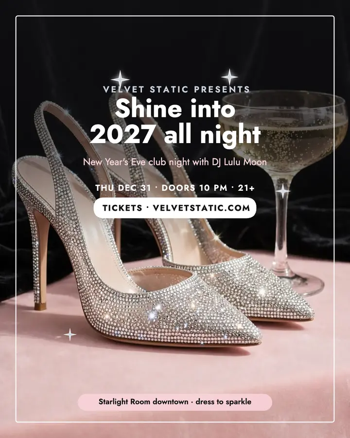 Velvet Static NYE rhinestone club post template