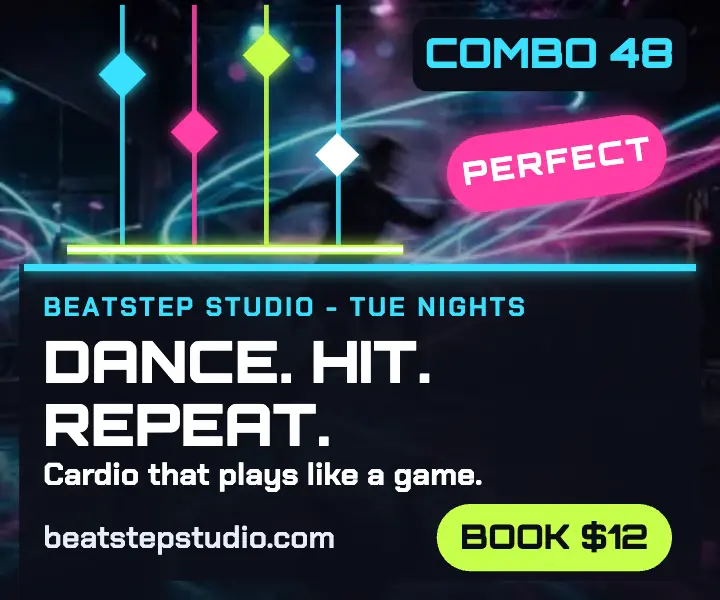 Beatstep dance cardio rhythm ad template