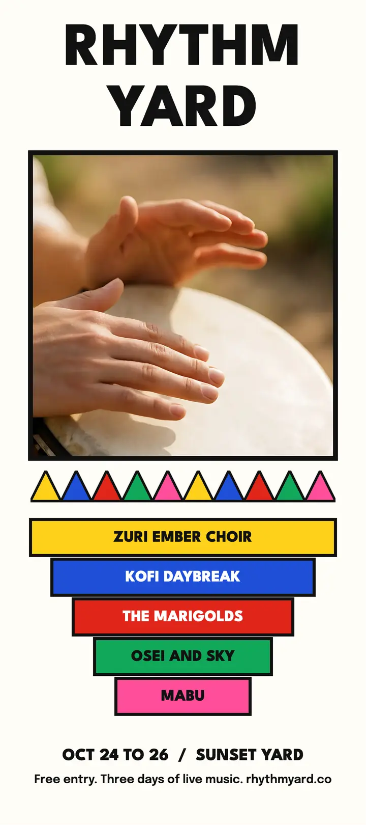 Rhythm Yard festival lineup rack card template