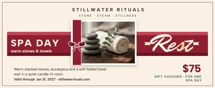 Stillwater Rituals spa gift voucher template