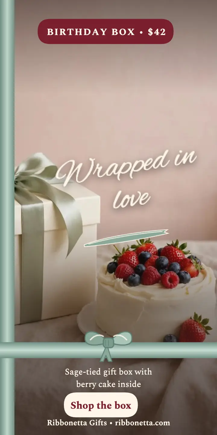 Ribbonetta birthday gift box ribbon ad: birthday gift box ad template