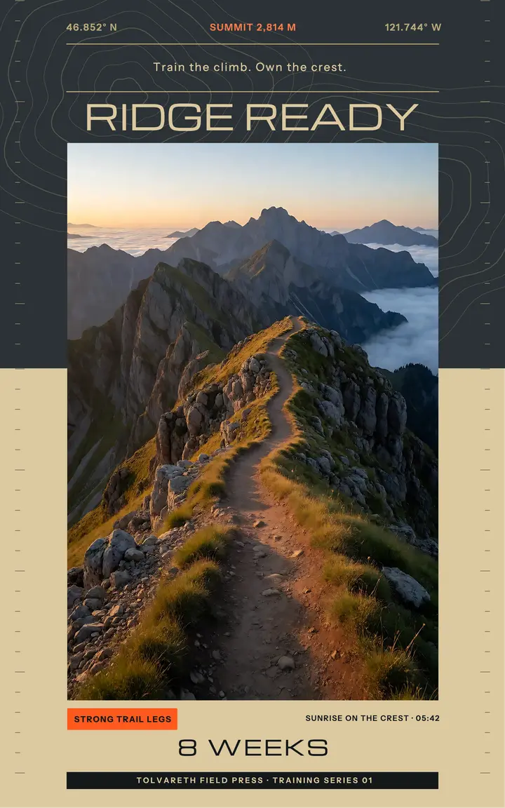 Ridge hiking training guide ebook cover, expedition utility template