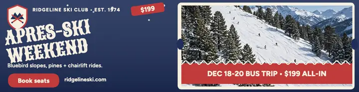 Ridgeline apres-ski weekend bus trip billboard template