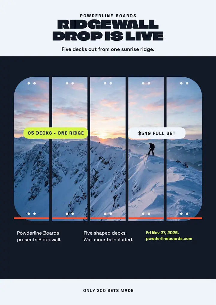 Powderline Ridgewall deck drop flyer template