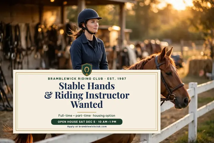 Bramblewick Riding Club hiring postcard: riding club hiring postcard template