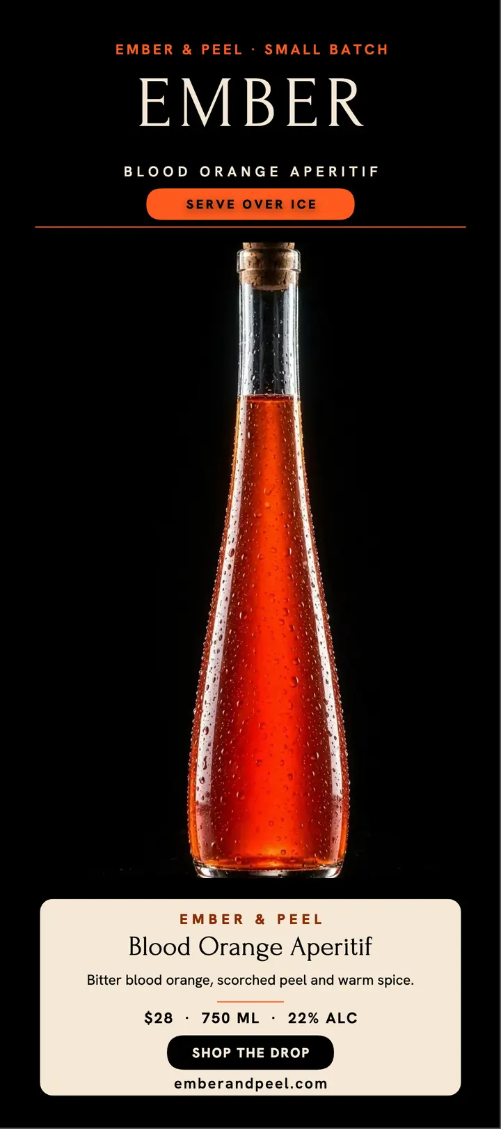 Ember and Peel blood orange aperitif rack card template