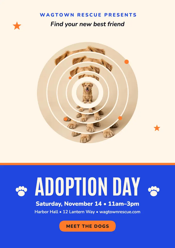 Wagtown Rescue adoption day flyer template