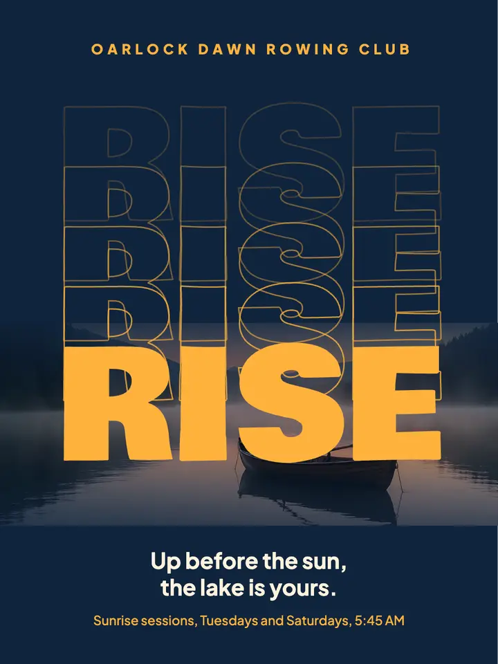 Rise early rowing club quote post, outline echo template