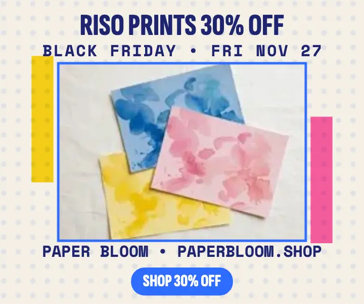 Paper Bloom riso print sale ad template