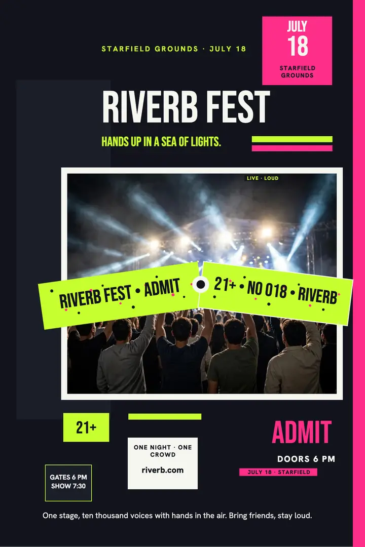Riverb Fest wristband poster template